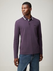 BOSS Purple Regular Fit Plisy Tipped Collar Polo Shirt - Image 1 of 4