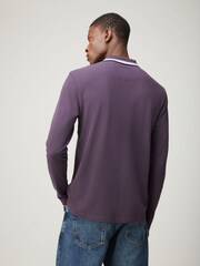 BOSS Purple Regular Fit Plisy Tipped Collar Polo Shirt - Image 2 of 4