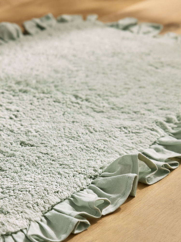 Sage Green Frill Bath Mat - Image 2 of 4