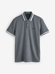 BOSS Grey Light Regular Fit Paddy Tipped Collar Polo Shirt - Image 1 of 1