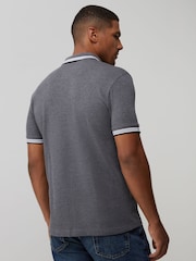 BOSS Grey Light Regular Fit Paddy Tipped Collar Polo Shirt - Image 2 of 6