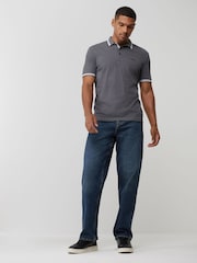 BOSS Grey Light Regular Fit Paddy Tipped Collar Polo Shirt - Image 3 of 6