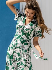 Pour Moi Green Megan Stretch Jersey Wrap Midi Dress - Image 2 of 4