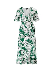 Pour Moi Green Megan Stretch Jersey Wrap Midi Dress - Image 3 of 4