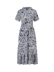 Pour Moi Blue Slub Midi Shirt Dress - Image 3 of 4