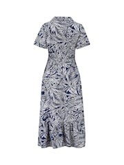 Pour Moi Blue Slub Midi Shirt Dress - Image 4 of 4