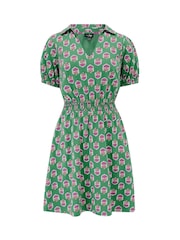 Pour Moi Green 100% Cotton Slub Jersey Puff Sleeve Shirt Dress - Image 3 of 4