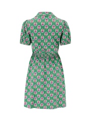 Pour Moi Green 100% Cotton Slub Jersey Puff Sleeve Shirt Dress - Image 4 of 4