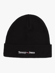 Tommy Hilfiger Black Logo Embroidery Beanie - Image 1 of 4