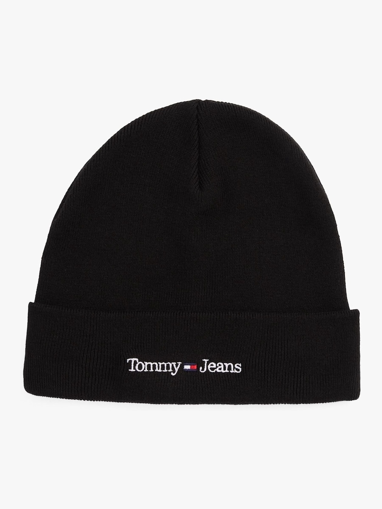 Tommy Hilfiger Black Logo Embroidery Beanie - Image 1 of 4