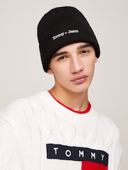 Tommy Hilfiger Black Logo Embroidery Beanie - Image 3 of 4