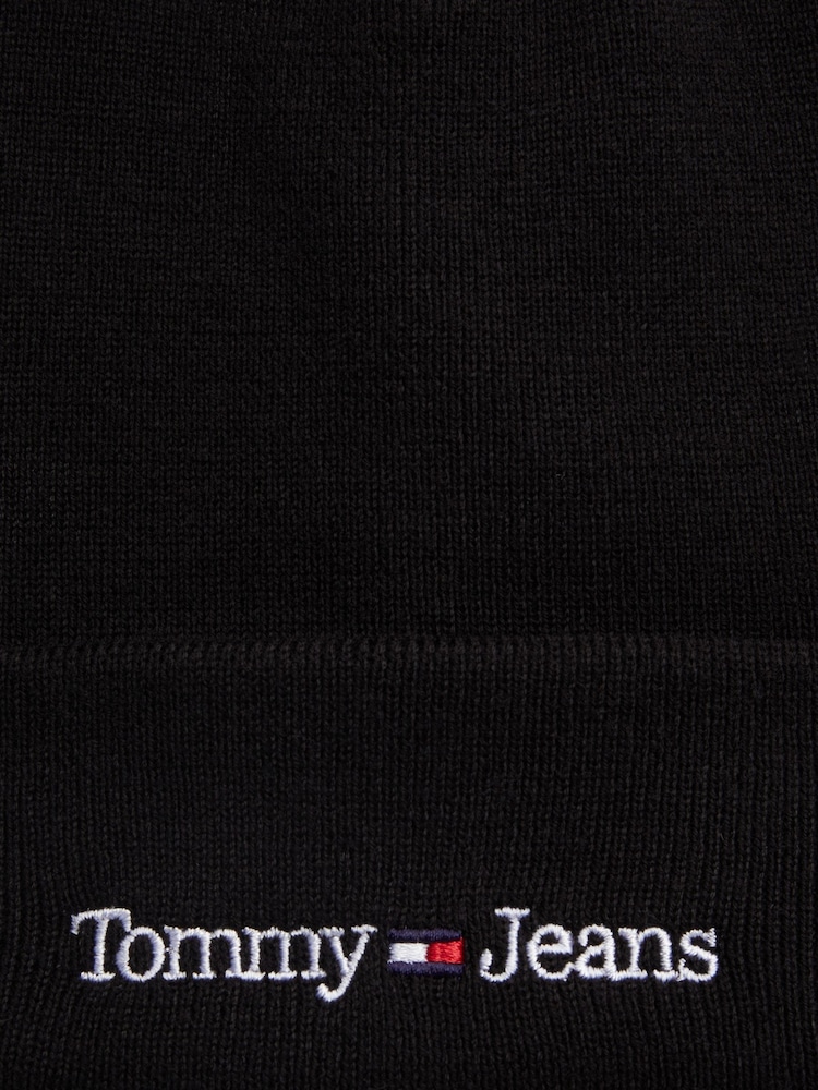 Tommy Hilfiger Black Logo Embroidery Beanie - Image 4 of 4