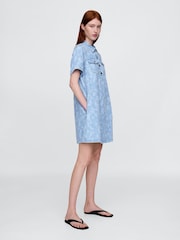 Gap UltraSoft Denim Floral Mini Shirt Dress - Imagen 3 de 5