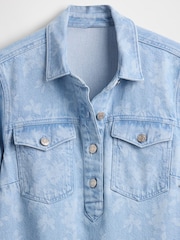 Gap UltraSoft Denim Floral Mini Shirt Dress - Imagen 5 de 5