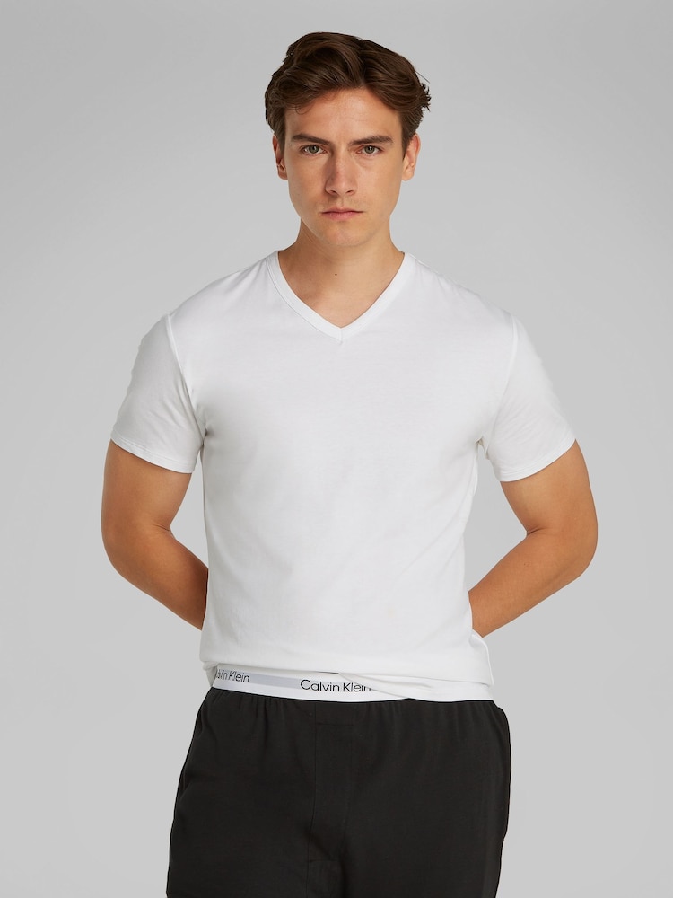 Calvin Klein White V-Neck Lounge T-Shirts 3 Pack - Image 5 of 5