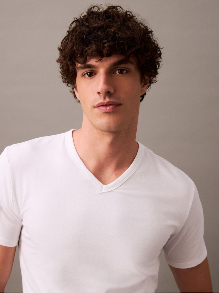 Calvin Klein White V-Neck Lounge T-Shirts 3 Pack - Image 6 of 6 Calvin Klein White V-Neck Lounge T-Shirts 3 Pack - Image 6 of 6