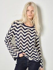 Apricot Green Waves Illusion Pointelle Jumper - Image 1 of 4