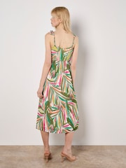 Apricot Green Palm Print Ruffle Midi Dress - Image 2 of 4