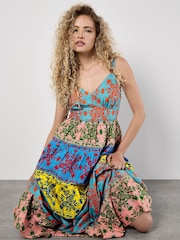 Apricot Yellow Multi Tier Pineapple Print 100% Cotton Dress - Image 4 of 4