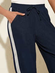 Friends Like These Navy Wide Leg Side Stripe Jersey Trousers - Image 2 of 4