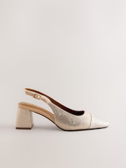 Gold Forever Comfort® Square Toe Slingback Block Heels - Image 6 of 10