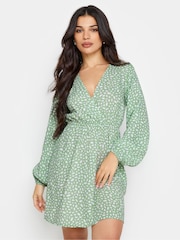 PixieGirl Petite Green Wrap Dress - Image 1 of 5