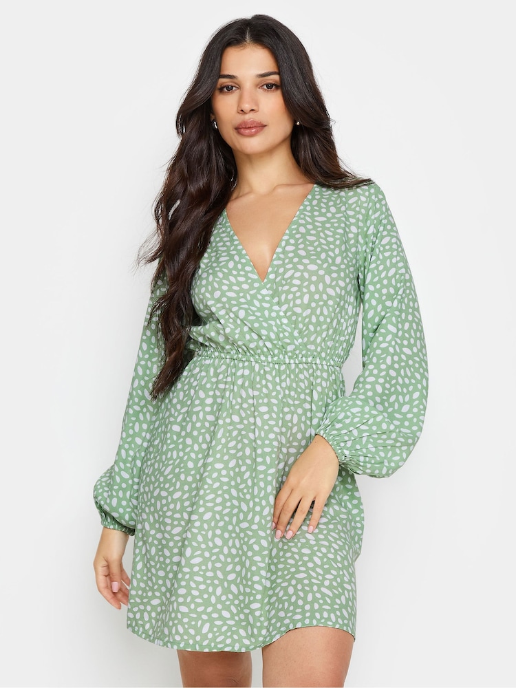PixieGirl Petite Green Wrap Dress - Image 1 of 5