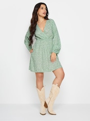 PixieGirl Petite Green Wrap Dress - Image 2 of 5