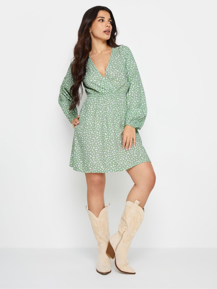 PixieGirl Petite Green Wrap Dress - Image 2 of 5