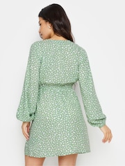 PixieGirl Petite Green Wrap Dress - Image 3 of 5