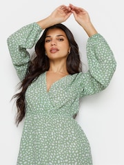 PixieGirl Petite Green Wrap Dress - Image 4 of 5