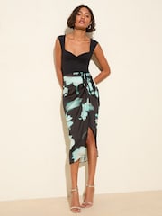 Friends Like These Blue Floral Front Tie Sarong Skirt - Image 4 of 5