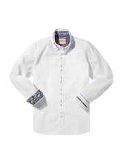 Joe Browns White 100% Cotton Floral Trim Smart Collared Shirt - Image 5 of 5