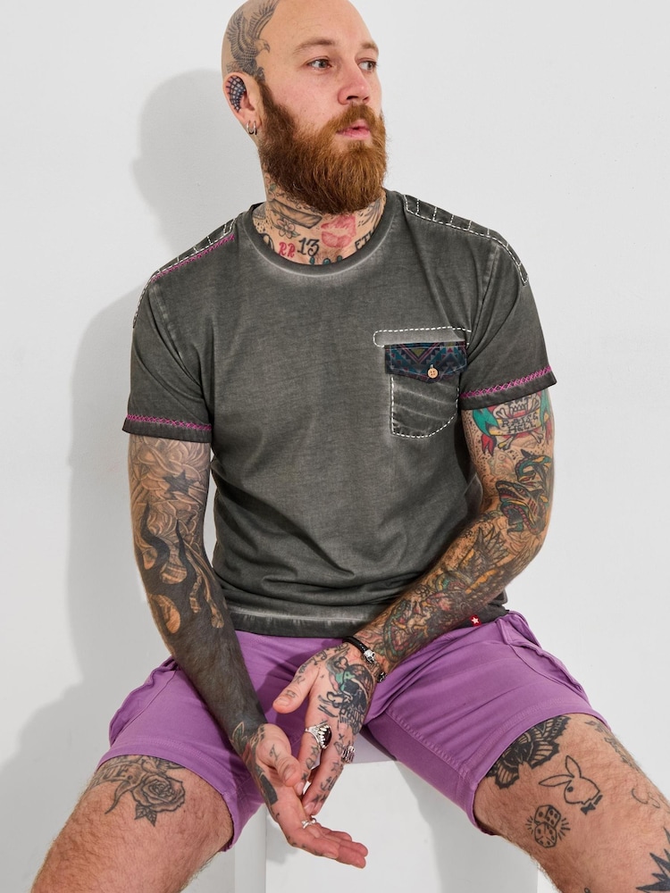 Joe Browns Grey Trim Acid Wash T-Shirt - Image 1 of 6