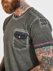 Joe Browns Grey Trim Acid Wash T-Shirt - Image 5 of 6
