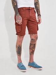 Joe Browns Orange Belted Relaxed Fit Cargo Shorts - Image 1 of 5