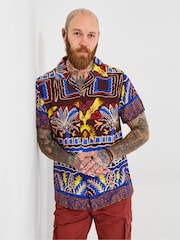 Joe Browns Purple Funky Summer Print Short Sleeve Shirt - Image 1 of 6