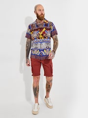 Joe Browns Purple Funky Summer Print Short Sleeve Shirt - Image 3 of 6