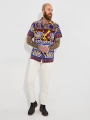 Joe Browns Purple Funky Summer Print Short Sleeve Shirt - Image 5 of 6