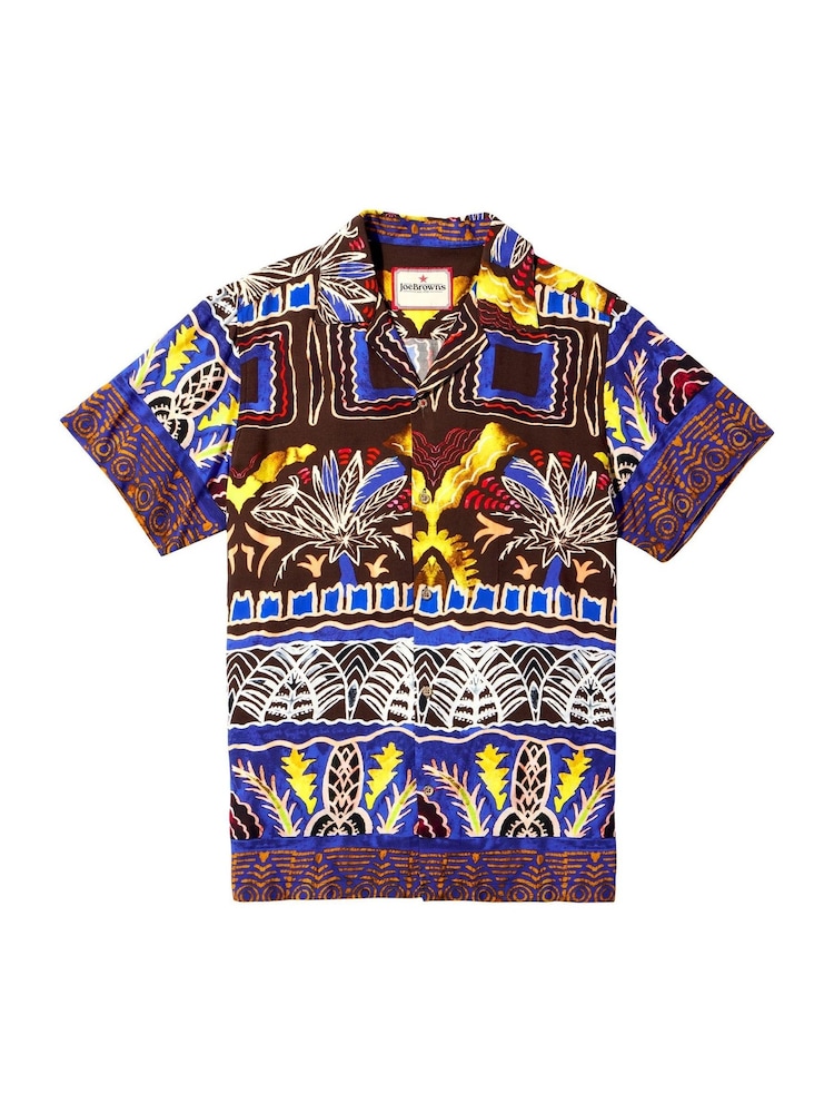 Joe Browns Purple Funky Summer Print Short Sleeve Shirt - Image 6 of 6