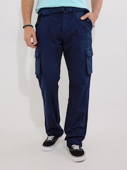 Joe Browns Blue Belted Relaxed Fit Cargo Trousers - Image 1 of 5