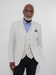 Joe Browns Cream Striped Linen Blend Suit Jacket - Image 2 of 7