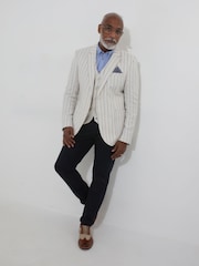 Joe Browns Cream Striped Linen Blend Suit Jacket - Image 3 of 7