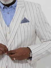 Joe Browns Cream Striped Linen Blend Suit Jacket - Image 5 of 7