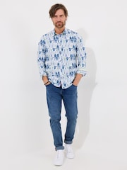 Joe Browns Blue 100% Cotton Sketchy Guitar Print Long Sleeve Shirt - Image 3 of 5