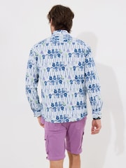 Joe Browns Blue 100% Cotton Sketchy Guitar Print Long Sleeve Shirt - Image 4 of 5