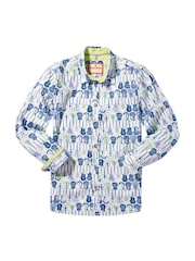 Joe Browns Blue 100% Cotton Sketchy Guitar Print Long Sleeve Shirt - Image 5 of 5