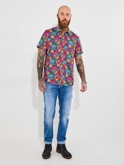 Joe Browns Pink Candy Skull Print Short Sleeve Shirt - Image 2 of 5