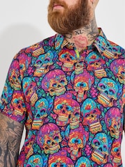 Joe Browns Pink Candy Skull Print Short Sleeve Shirt - Image 3 of 5