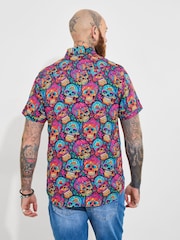 Joe Browns Pink Candy Skull Print Short Sleeve Shirt - Image 4 of 5
